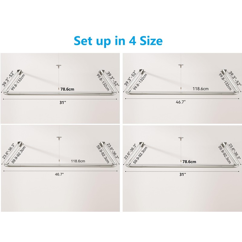 U Shaped Shower Curtain Rod, Adjustable Corner Shower Curtain Rod