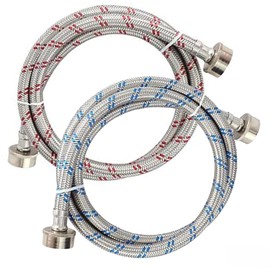 4ft Premium Stainless Steel Washing Machine Hoses Burst Proof 2 Pack, Hot and Cold Water Supply Hoses for ALL Washer Washing Machine Hoses For maintenance and replacement, 48inchs