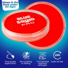 Blue Squid Pro Make-Up Face Paint and Body Paint - Neon Orange Red (30 g), Face and Body Paint for Adults, Children, Fancy Dress and SFX