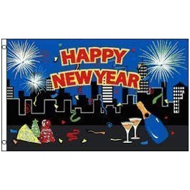Happy New Year Fireworks 5'x3' Flag by 1000 Flags