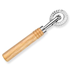 Pastry Wheel Dough Cutter Roller - Wavy Dough Wheel with Serrated Blade, Pastry Cutter Wheel for Ravioli and Pasta, Wooden Handle, Short Style