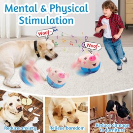 TOGETDREAM Active Moving Pet Plush Toy Interactive Dog Toys Electronic Talking Moving Dog Toy Shake Bounce Boredom Toys Washable Cartoon Pig Plush Dancing Dog Ball Bouncing Toy for Dog Pets Cats