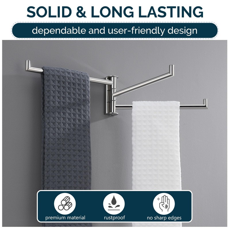Angle Simple Swivel Hand Towel Rack 3 Bars Polished Chrome,