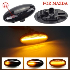 Hacreyatu For-Mazda 2 For Mazda 3 5 6 BT-50 MPV 2 Pieces LED Dynamic Turn Signal Side Marker Light Sequential Blinker Light(Yellow)
