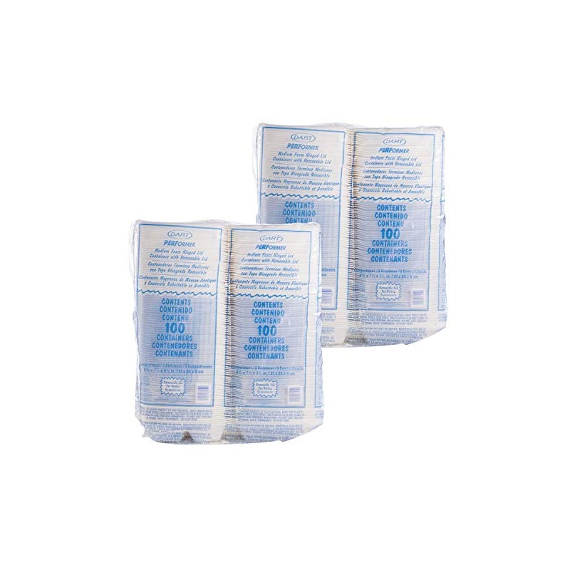 DART DART 85HT3R Med Perforated 3 Comp Foam Hinged Container,