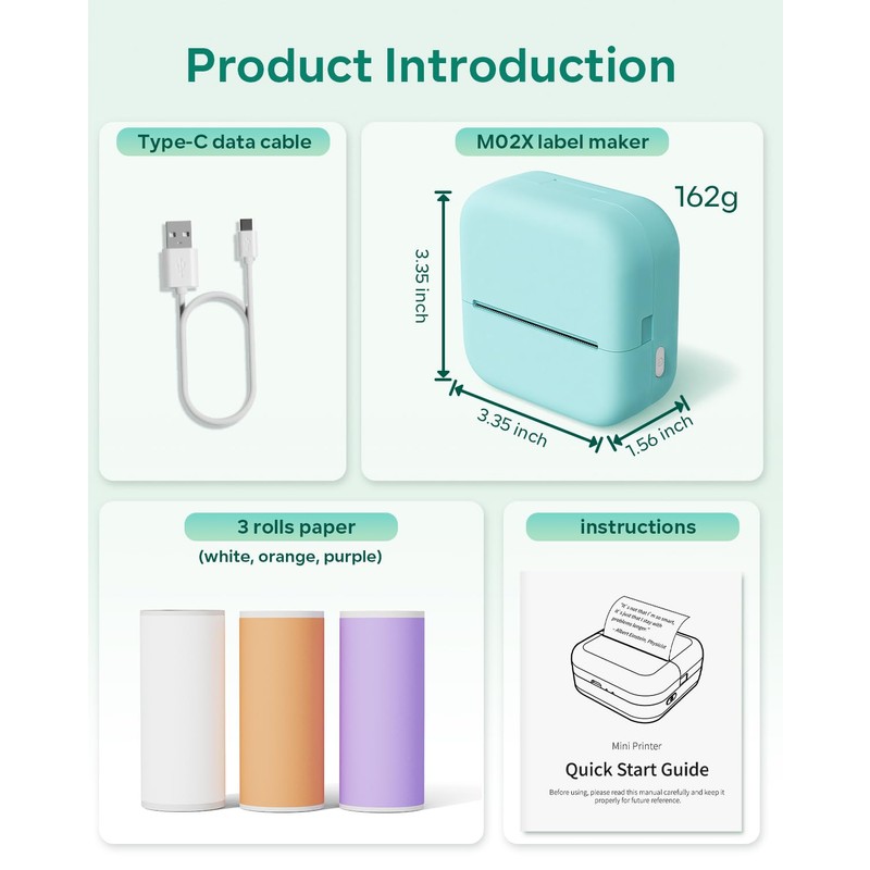 Phomemo Sticker Printer - Mini Printer for Phone, M02X Portable