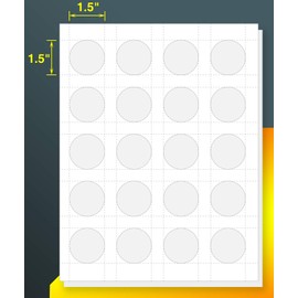 20UP 1.5" Round Labels for Laser & Inkjet Printers[100 Sheets,2000 Labels]