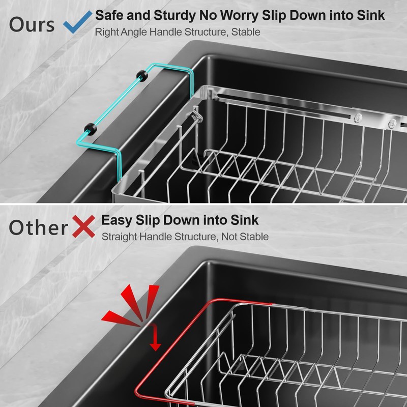 GSlife Expandable in Sink Dish Drying Rack - Stainless Steel