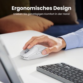 UGREEN Bluetooth Maus Wiederaufladbare RGB Maus Kabellos mit 5K DPI Sensor, 6 Programmierbare Tasten, Ultraleicht, USB kabellose Maus PC kompatibel mit Laptop Computer Windows 11 macOS Linux(Weiß)