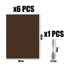 6 Pieces of Baking Mats, 1 Oil Brush, Oven Lining, Baking Tray Mats, Non-Stick Oven Liners, Heng Cooking Baking Mats