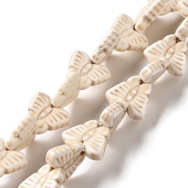 LiQunSweet - 340 abalorio sueltas de turquesa sintéticas teñidas con mariposas, abalorio blancas de insectos, para hacer joyas, pulseras, collares, arete, manualidades y decoración de bolsas