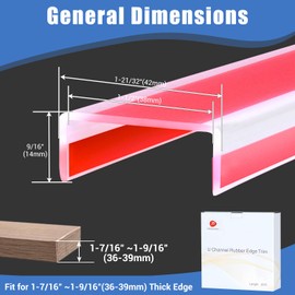 Rubber Edge Trim, Self-Adhesive U Channel Edge Trim, Edge Protector for Plywood and Wood, Peel and Stick U Shaped Edge Banding, Silicone Rubber Material, Clear, Fit 1-1/2"(38mm)
