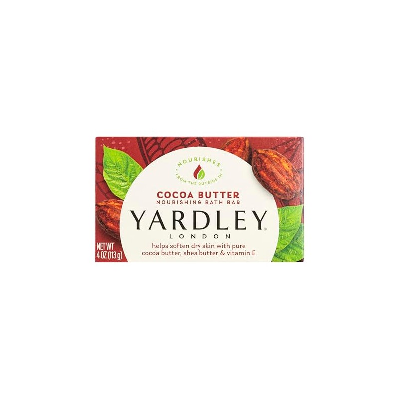 Yardley London Cocoa Butter Bar Soap, Unisex, 4.25 oz