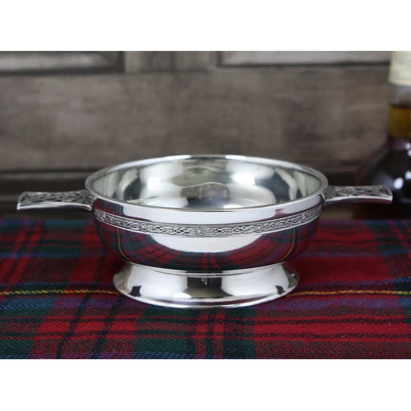 English Pewter Company Celtic Pewter Quaich Bowl 4.5" Diameter Piper