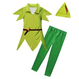 Lito Angels Peter Pan Costumes with Hat for Kids Boys Fancy Party Dress Up Outfit Set Age 7-8 Years, Green (Tag Number 130)