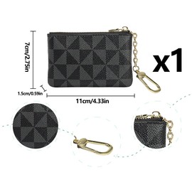 AOYEGIC Leather Purse, Mini Coin Purse, Portable Coin Purse, Coin Purse, Key Case with Key Ring and Zip, for Men and Women