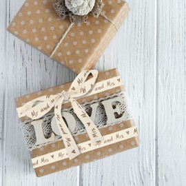 Abaodam 1 Roll Cotton Ribbon Mr and Mrs Labels Sewing Tapes Embroidered Labels Gift Wrapping Ribbon for Craft Gifts Package Clothing Label Wedding 10M