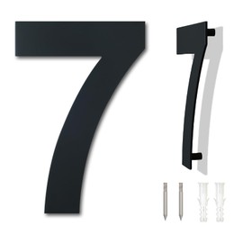 Large Brushed Modern House Number -8 Inch 203mm Height Black, Made of Solid 304 Stainless Steel, Floating Appearance and Easy to Install (Number 7 Seven)