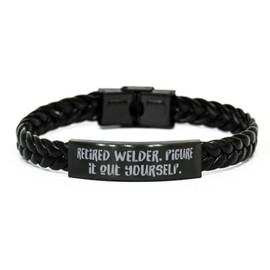 Special Welder Braided Leather Bracelet, Retired Welder. Figure It Out, Best Engraved Bracelet For Colleagues From Boss, Welder gifts ideas, Unique welder gifts, Practical welder gifts, Best welder