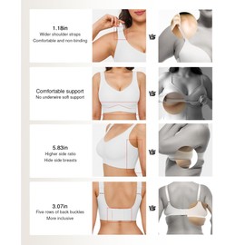 Popilush Wireless Bras for Women Full Coverage Comfort Bralette Wide Straps No Wire for Large Bust White