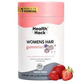 Health Hack Womens Hair en Gomitas con 18 Ingredientes para Cabello, Piel y Uñas, 1140 mg de Colágeno I y III, MSM, L-Cisteína, L-Lisina, Bambú, Bioti