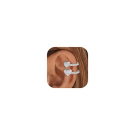 Ear Cuffs for Women Heart Clip On Earrings Dainty CZ Cartilage Earrings Non Piercing Ear Wrap Earrings Gold Fake Earrings Trendy Jewelry Gift for Women