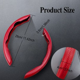 Steering Wheel Cover, Car Carbon Fiber Anti-Skid Steering Wheel Cover, Segmented Steering Wheel Protector Car Interior Accessories Suitable for Most Cars (Red)