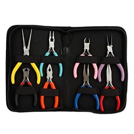 8Pcs / Set Mini Pinzas De Acero Coloridas Largas / Redondas / Pinzas De Punta Plana Fabricación De Joyas Herramienta De Bricolaje, Bisutería De Abalorios Fabricación De Suministros, Fabricación De Joy