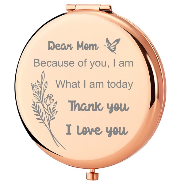 Casfine Personalized Gifts for Mom | Thank You Engraved Compact Mirror Presents for Mom | Best Mom Gifts from Son Daughter| Birthday Gifts for Mom Sentimental