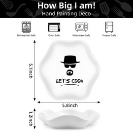 Funny Let's Cook Ceramic Spoon Rest for Kitchen Counter Stove Top, 5.8 Inch Heat-Resistant Utensil Holder for Cooking, Spoons, Ladles, Tongs, Cute Kitchen Decor, Housewarming Gift for Women Men