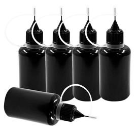 Hordion 12Pcs 1 Oz/ 30ml Black Precision Tip Applicator Bottle, 10ml Glue Applicator Bottles, Metal Needle Plastic Bottle, DIY Quilling Tool for Glue, Liquid, Oil, DIY Crafts