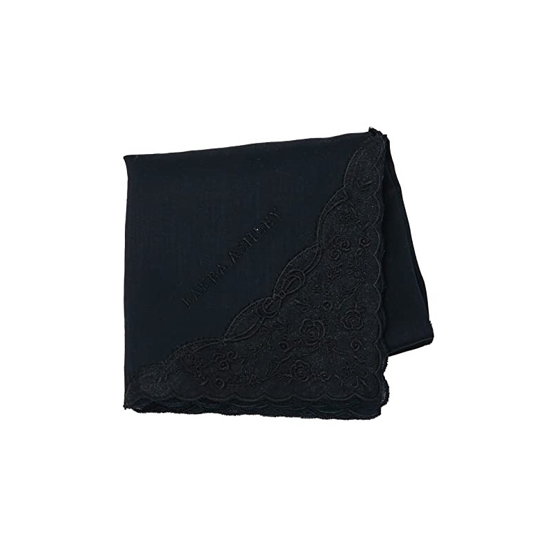 Laura Ashley 05608004 Women's Handkerchief Embroidered Handkerchief, Black