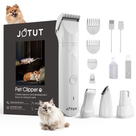 JOTUT Cat Groom Clippers Low Noise Dog Grooming Kit Home Pet Hair Shaver with 4 Replacebale Blade Cordless Dog Paw Trimmer Electric Nail Grinder for Small Dog&Cat