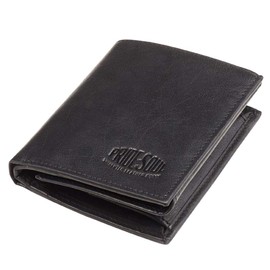 Pride and Soul 47195 Magic Wallet, Genuine Leather, Wallet in Portrait Format, Compartments for Coins, Notes, Chalk Cards and ID Cards, Wallet, Black, Approx. 12 x 9.5 x 2 cm, Black (Black)