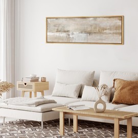 MUDECOR Large Framed Canvas Print Wall Art Minimalist Neutral Abstract Textured Landscape Antique Retro Fine Art Illustrations Decorative Colorful for Bedroom - 60"x20"