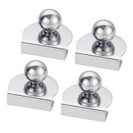 Heuskay Glass Door Handle, Glass Clip Handle, Zinc Alloy, No Drilling, Door Clips, Clamps Handles for Glass, 3-5 mm, Showcases, Cabinets, Drawers (B(4 Pieces)