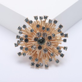 Rhinestone Brooch for Women Snowflake Crystal Flower Brooch Pin Elegant Rhinestone Big Flower Brooch Pin Luxury Clothing Hat Bag Skirt Accessories Christmas Birthday Party Costume Jewelry (Gold)