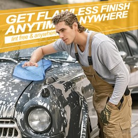 RIDE KINGS Microfiber Rags Car Interior & Exterior，Car Towels Highly Absorbent，Lint Free and Reusable，Cleaning Rags for House,Kitchen,Bathroom,Office，16"x16"|Blue 6-Pack