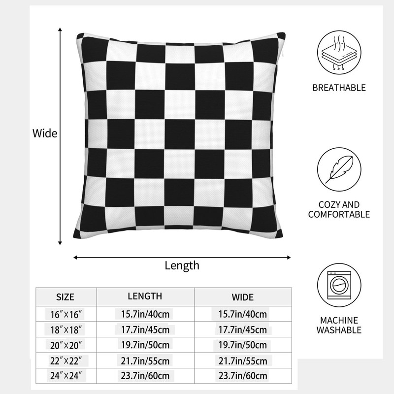Black and White Checkered Classic Checkerboard Throw Pillow Covers Set