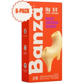 Banza Chickpea Pasta Mac & Cheese – High Protein Gluten Free Healthy Pasta – Mac & Cheese, Elbows with White Cheddar (Pack of 6)