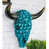 Southwest Steer Bison Bull Cow Skull With Mosaic Turquoise Rocks
