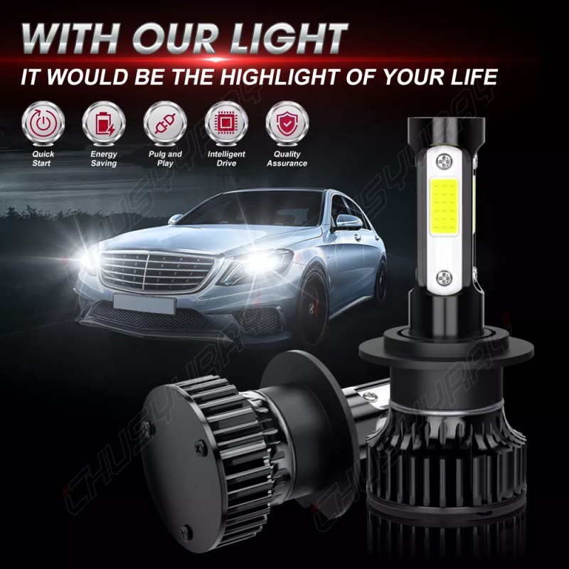 CHUSYYRAY Pair H7 LED Headlight Bulbs High or Low Beam