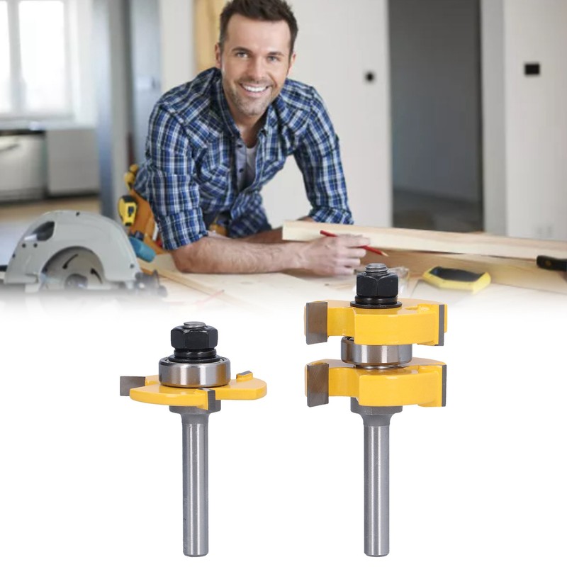 Tongue Groove Router Bit Set Adjustable T Shape 3 Teeth