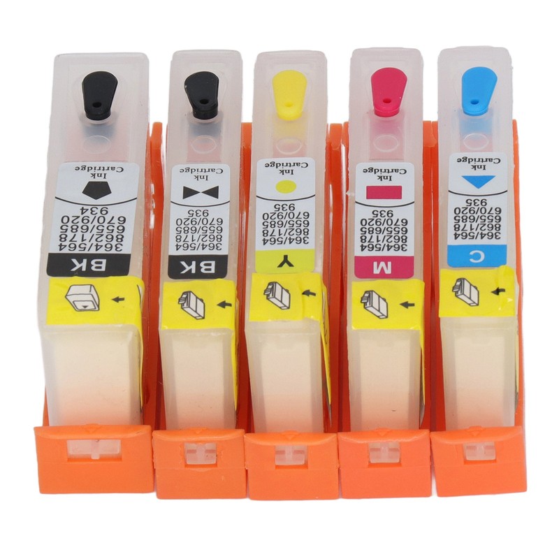 5PCS Ink Cartridge Set BK C M Y Smooth Ink