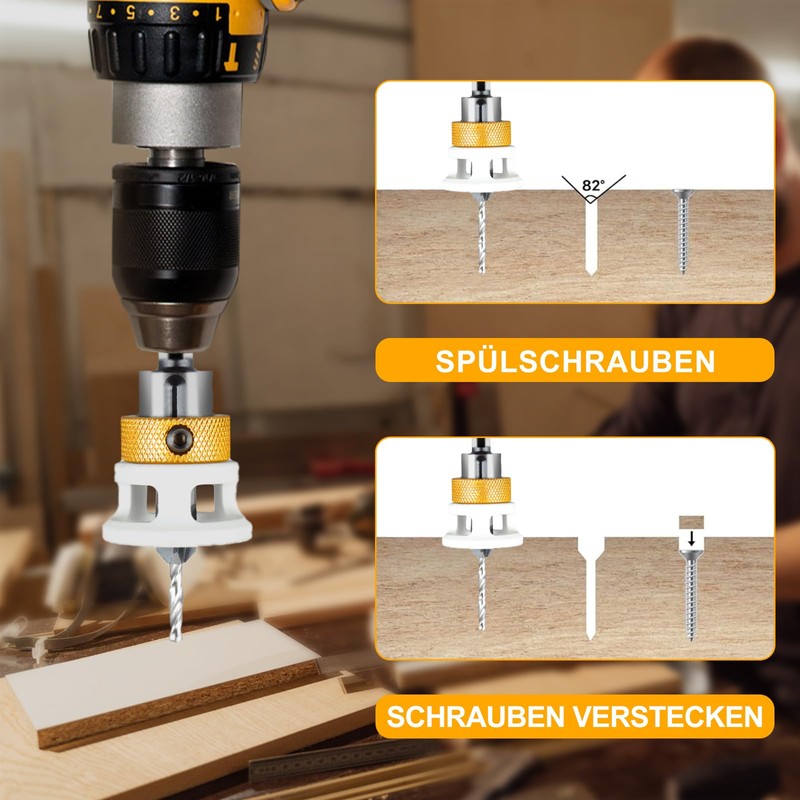 Wood Countersink Drill Set Countersink Drill with Depth Stop, Practical