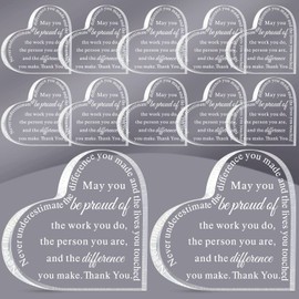 Geelin 12 Pcs Christmas Coworker Employee Appreciation Gift Thank You May You Be Proud Retirement Plaque Gift Inspirational Acrylic Trophy Award for Teacher Volunteer Colleague Keepsake(Classic)