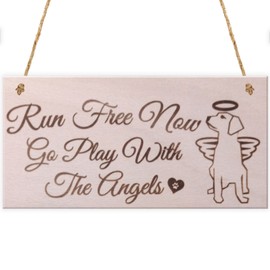 Red Ocean Run Free Now Go Play With The Angels Dog Memorial Plaque Pet Wooden Hanging Sign