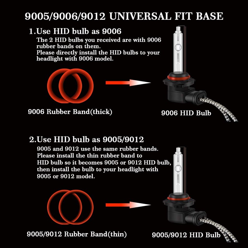 DZG HIR2 HB3 HB4 9012 9005 9006 HID Xenon Bulbs