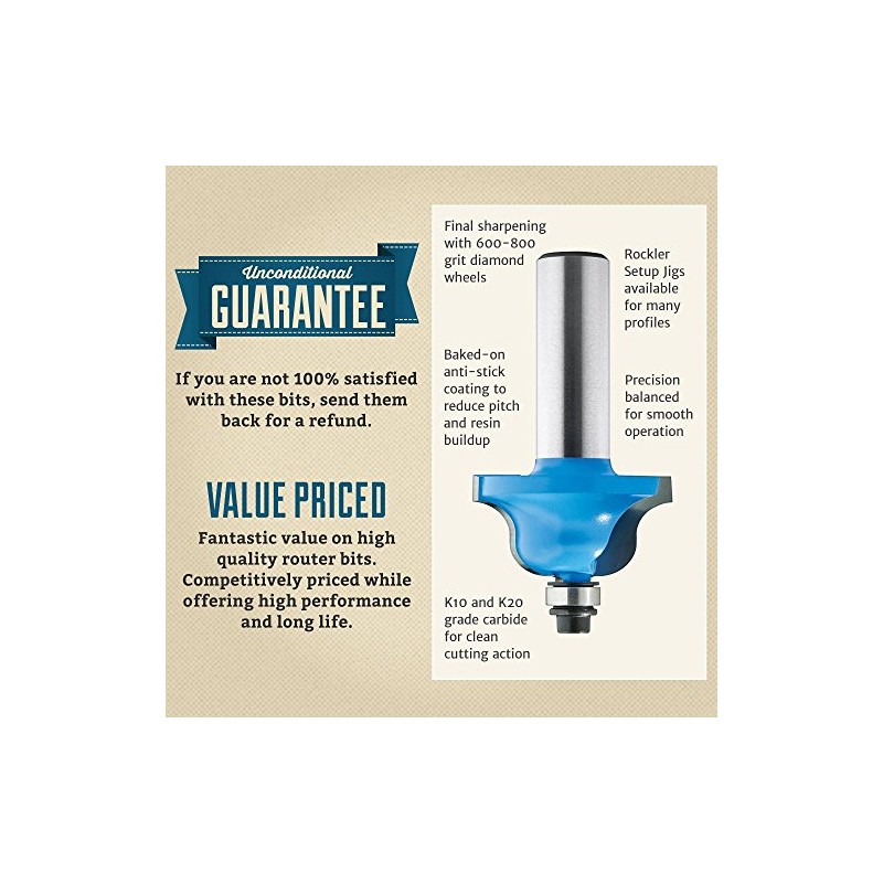 Hinge Mortising Router Bit 1/2" Diameter x 3/4" Height (1/4"