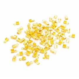 Vintageparts Folding Clamps in Gold 6 x 2 mm Pack of 100 for Jewellery Making for Men and Women Jewellery DIY Jewellery Making Gift Ribbons Cap